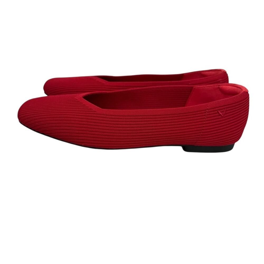 Women's Red Knit Ballet Flats - Comfortable Everyday Loafers - Picture 3 of 16